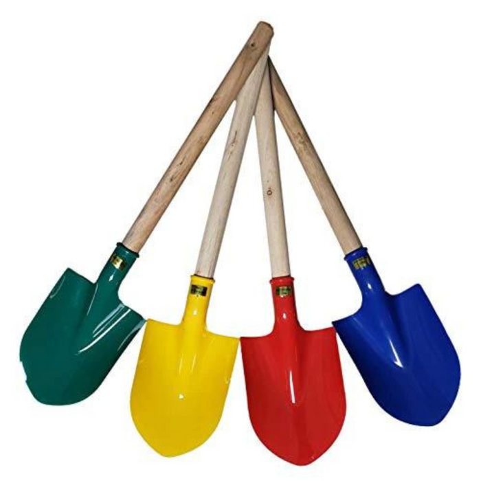 Heavy Duty Wooden Kids Sand Beach Shovel with Plastic Spade & Handle - Colors may VARY- 18", Single Shovel - 18" Shovel with Handle)