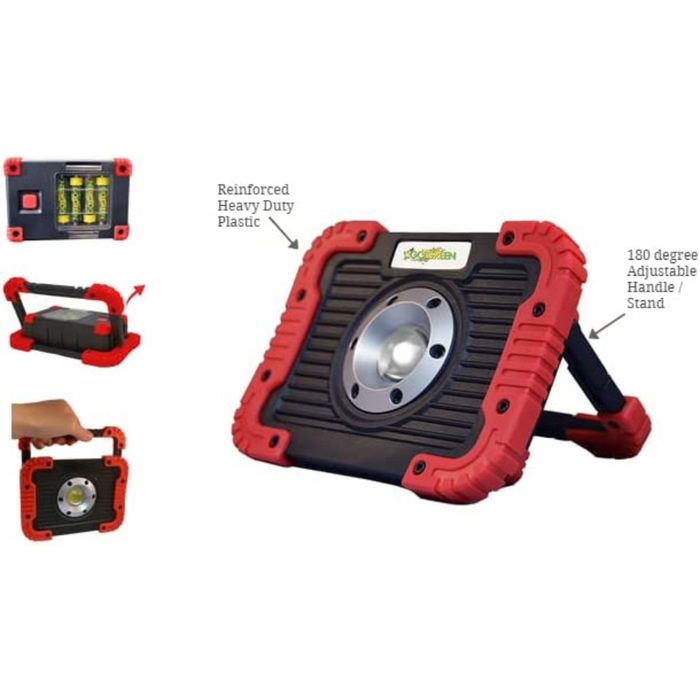 Heavy Duty Portable 1200 Lumen LED Work Light IP65 Waterproof & Shockproof - 16 Batteries Included (Requires 4 Batteries)