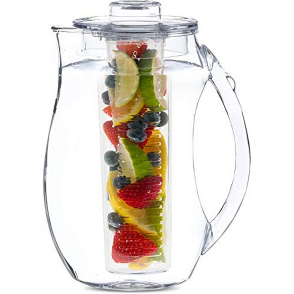  OGGI Acrylic Infusion Pitcher-Plastic Water Pitcher, Fruit  Infuser Water Pitcher Tea Infuser, Pitcher with Lid Clear : Home & Kitchen