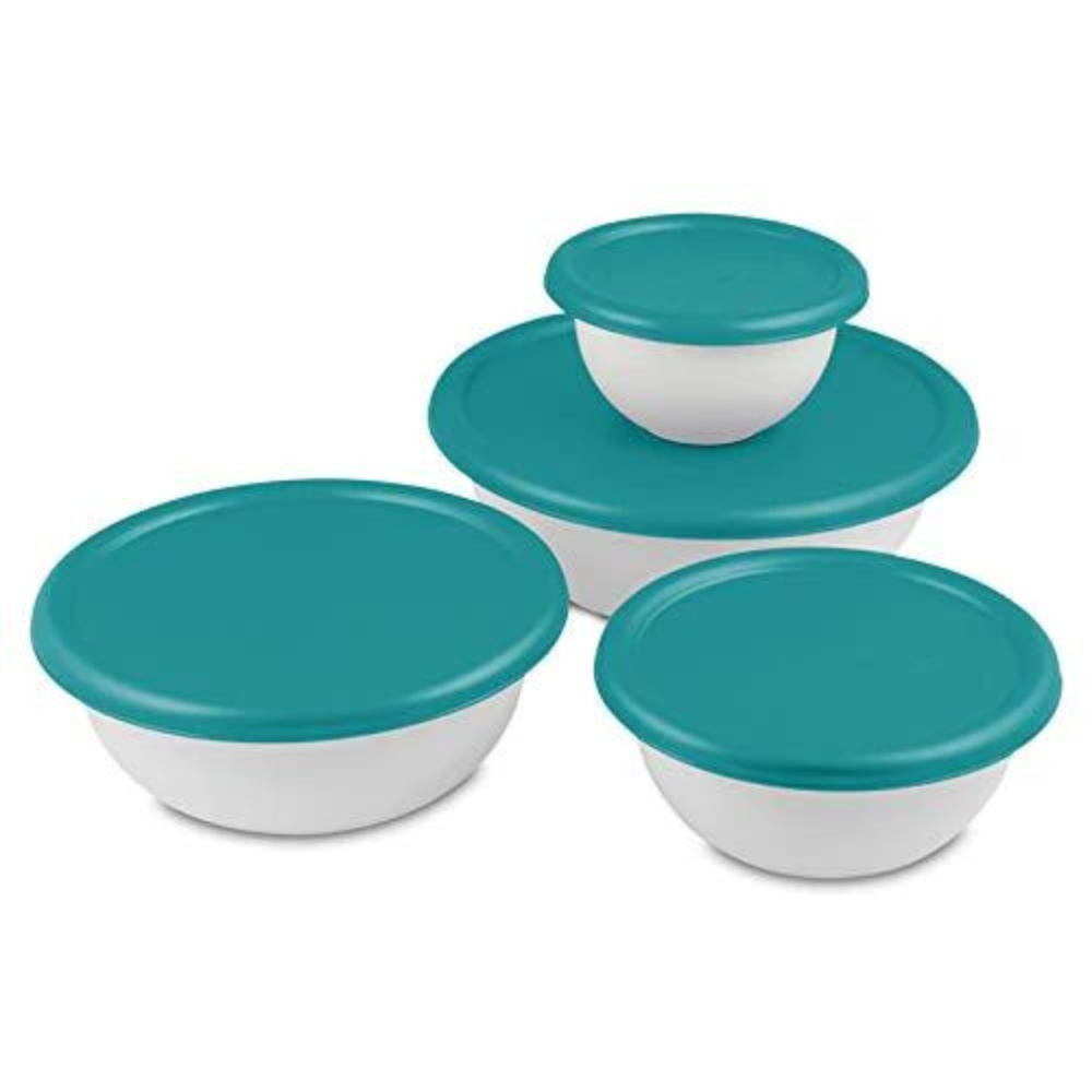 Bpa Free Plastic Round Mixing Bowl With Lids, Nesting Bowls With Lids Set,  Microwave And Dishwasher Safe Prep & Serving Bowls Great For Mixing,  Baking, Serving (haze Blue) - Temu