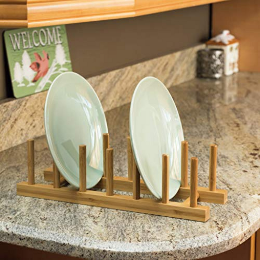 thumbnail image 2 of Kitchen Cabinet Organizer Bamboo Dish Drying Rack Set (2-Pack) - Vertical Plate Holder & Organizer For Cabinets Wooden Cutting Boards For Kitchen 2 of 10