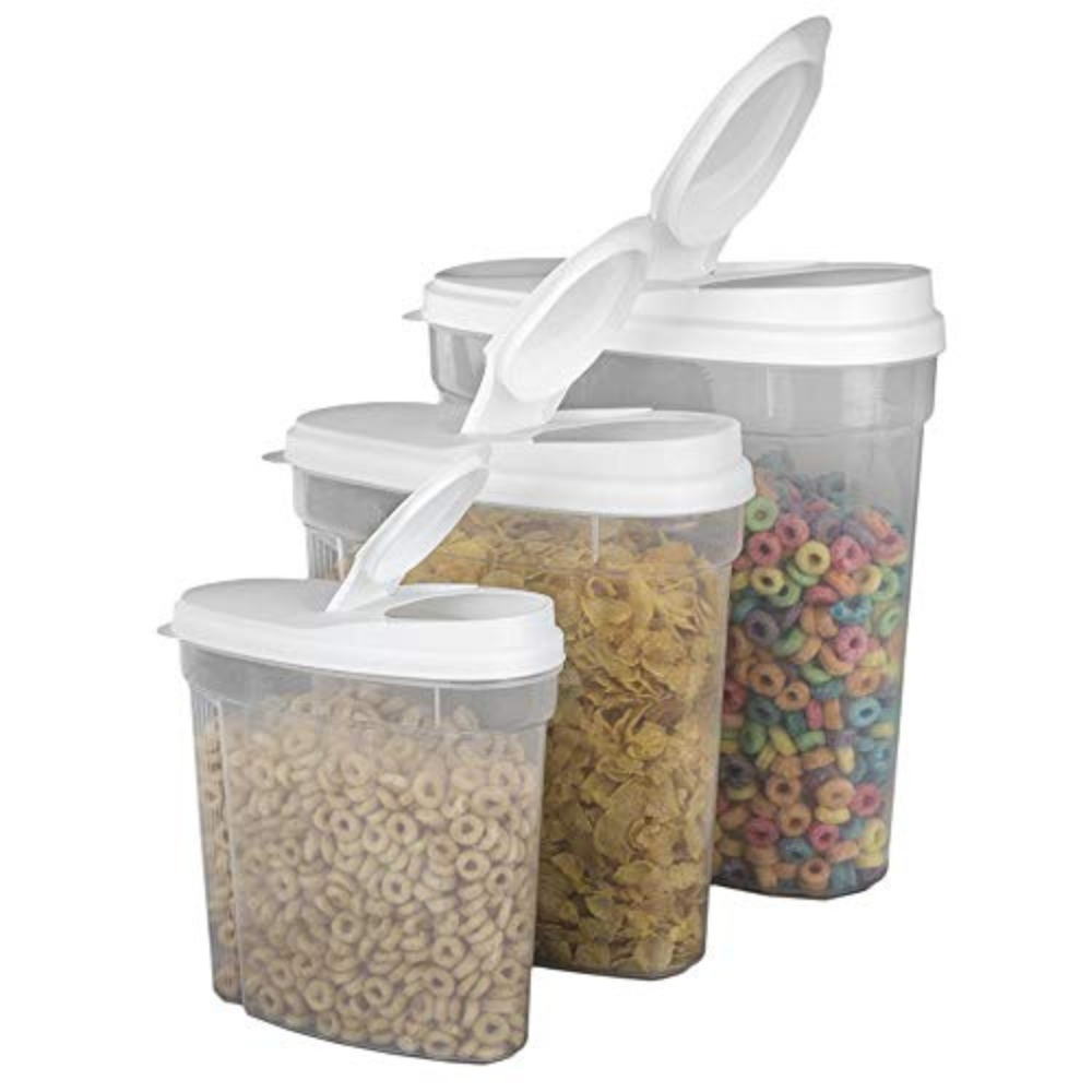 Set of 3 Cereal Storage Containers Dispenser Food Storage Container  Dispenser