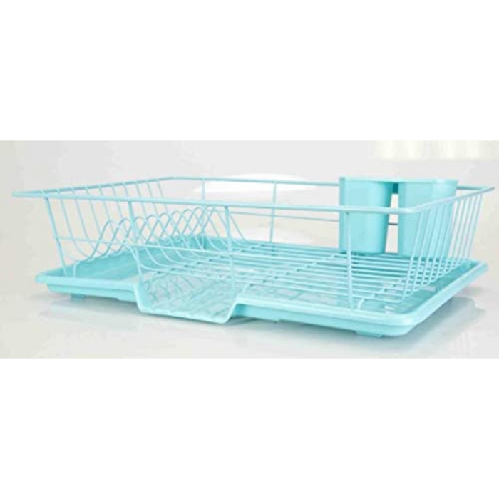 JOEY'Z Extra Large Silver 3 Piece Dish Rack Sink Set with Removable  Drainboard & Utensil Holder - Heavy Duty Coated Wire - 19 x 12 x 5