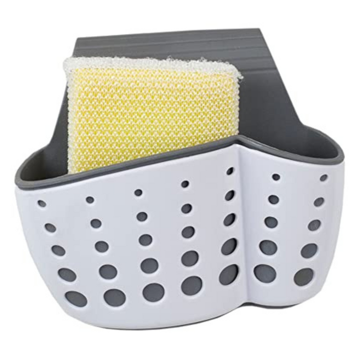 Hanging Sink Caddy Sponge Holder/Organizer, Double Sided Saddle Caddy, White/Grey