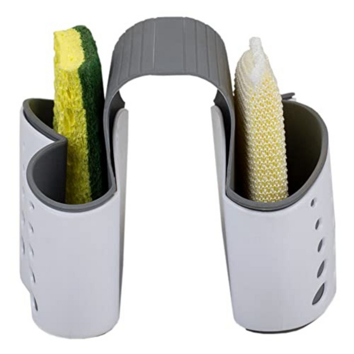 Hanging Sink Caddy Sponge Holder/Organizer, Double Sided Saddle Caddy, White/Grey